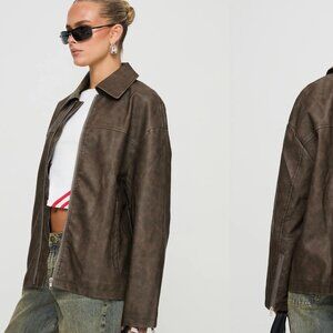 Brown Faux Leather Jacket